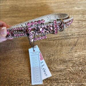 B.B. Simon Pink Dog Collar with Rhinestone Embellishments